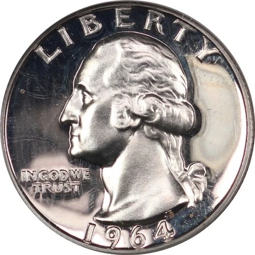 1964 NGC PF67 Cameo Superb Gem Proof Washington Quarter - close to Deep Cameo!