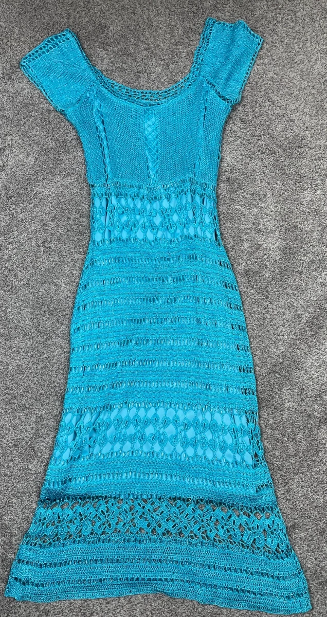 navy blue dress for baby girl 2000s CACHE Gold Crochet Party Dress main image 0