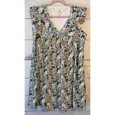Betsey's Boutique Shop Floral Ruffle Sleeve Babydoll Mini Dress Small Pockets