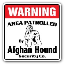 Afghan Hound Sign Area Patrolled Dog Lover Groomer Breeder Vet Decor 12x18
