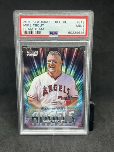 2020 Topps Stadium Club Chrome Beam Team SP Mike Trout PSA 9