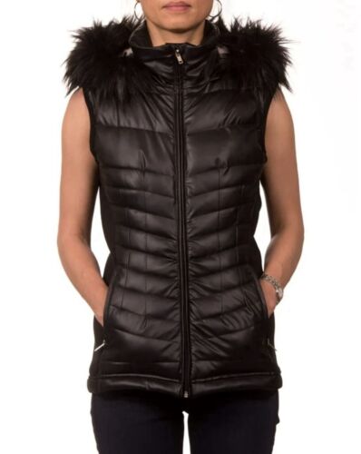 New Nanette Lepore Puffer Vest Womens Size Large Stretch Sides Full Zip Hooded