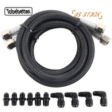Black 52 Nylon Braided Transmission Cooler Hose Line Fitting Th350 700r4 Th400