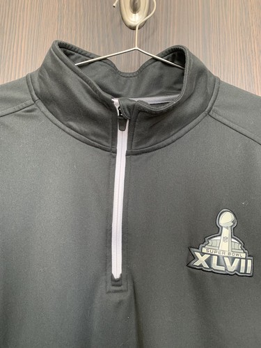 Super Bowl XLVII Jacket Nike NFL Team Apparel 1/4 Zip Gray Pullover Men’s Size L - Picture 2 of 6
