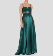 Blondie Nites Women's Green Lace Corset Lace-Up Back Dress Juniors' Size 3