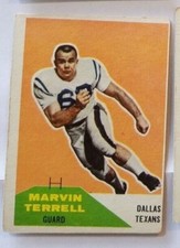 MARVIN TERRELL   1960 FLEER CARD # 101 DALLAS TEXANS