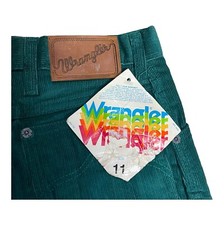 NEW Old Stock Wrangler Pants 27x34 Junior Green Corduroy Regular Fit Vintage NWT
