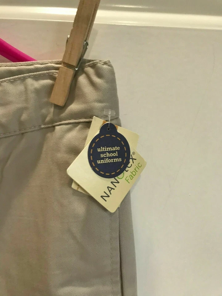 Nuevos Pantalones Uniforme Cherokee Niños Talla 16 Husky Cintura Ajustable Color Ostra Foto 4 de 4