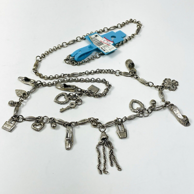 Brighton Silver Chain Belt Heart Charm Adjustable Boho Western 37\
