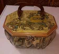 Vintage Anton Pieck Street Scene Octagon Wooden Box/Purse