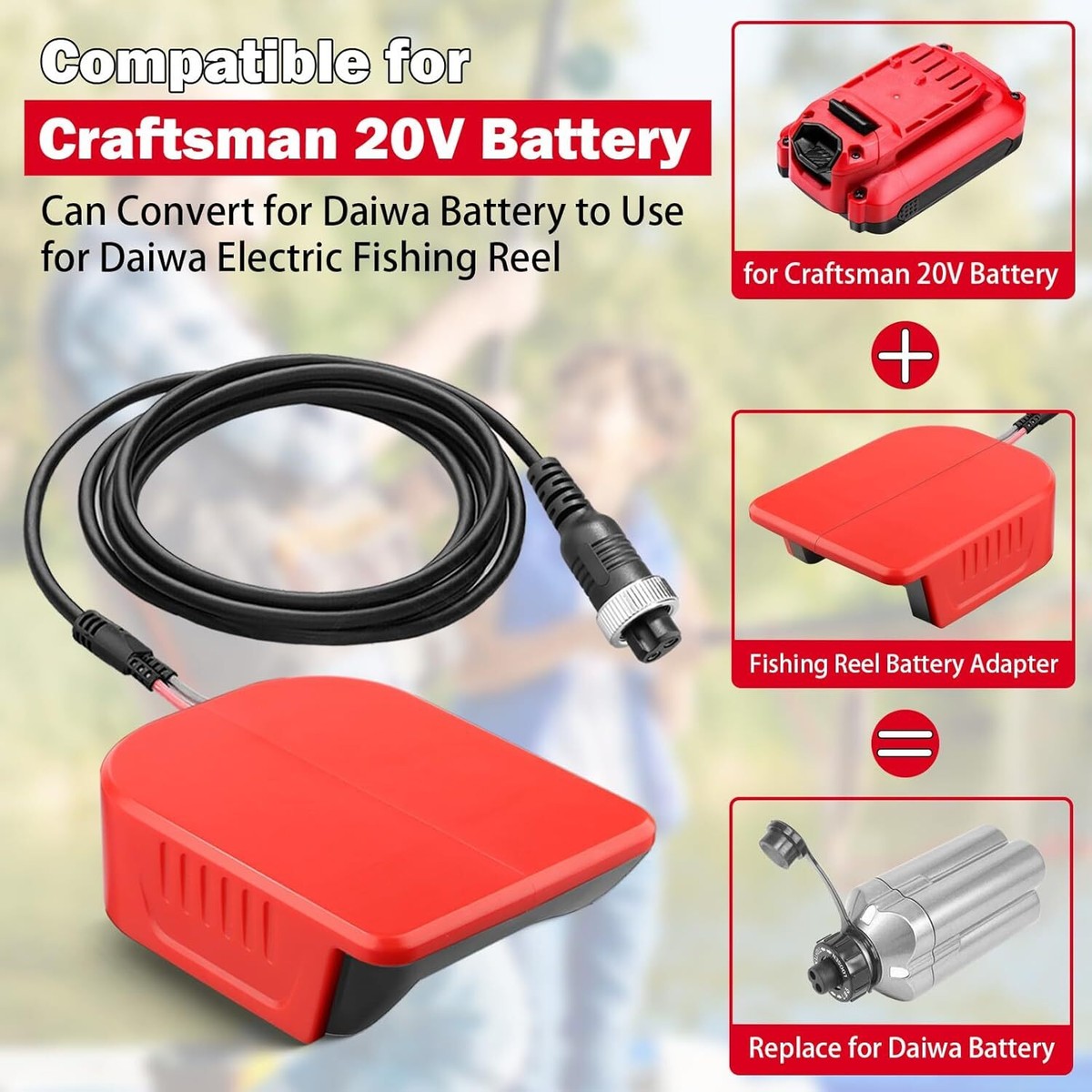 Electric Fishing Reel Batterty Adapter for Craftsman 20V Work for