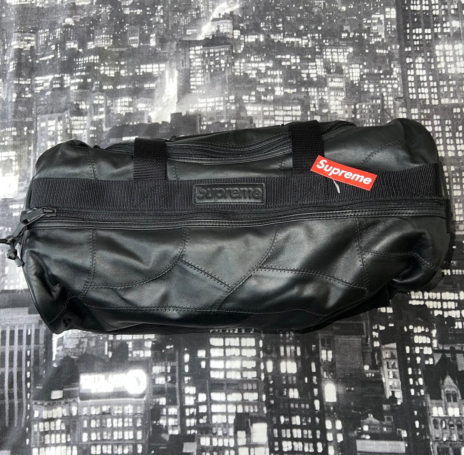 Sac de voyage Supreme Patchwork en cuir noir ! FW19 !!NEUF AVEC ÉTIQUETTE !100% authentique !Super rare !