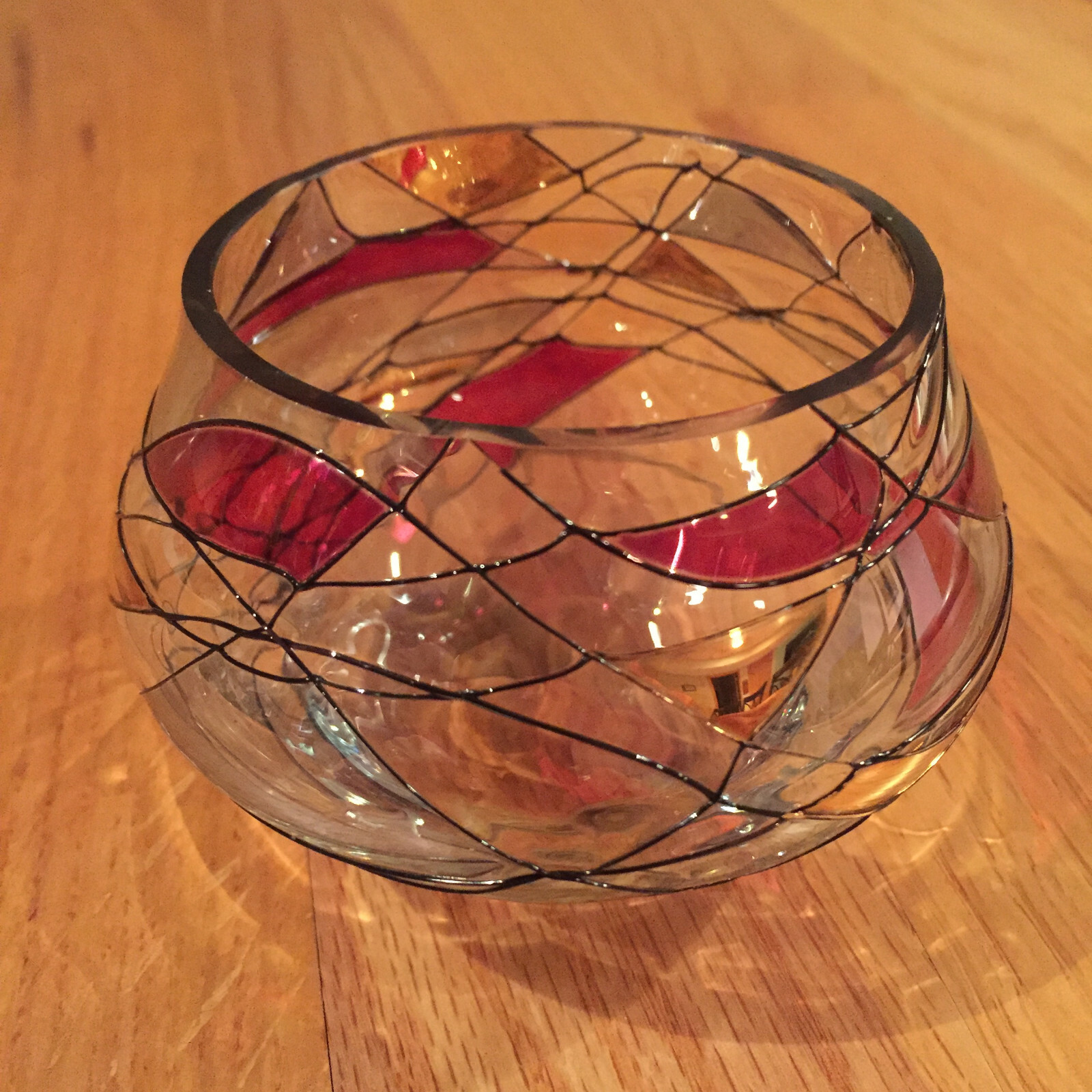 Bezrat MCM Faux Stained Glass Crystal Collectable Display SM Deco Bowl ...