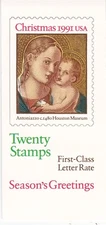 US BK193 MNH 1991 1st Class Christmas Madonna & Child Christmas Booklet @FACE