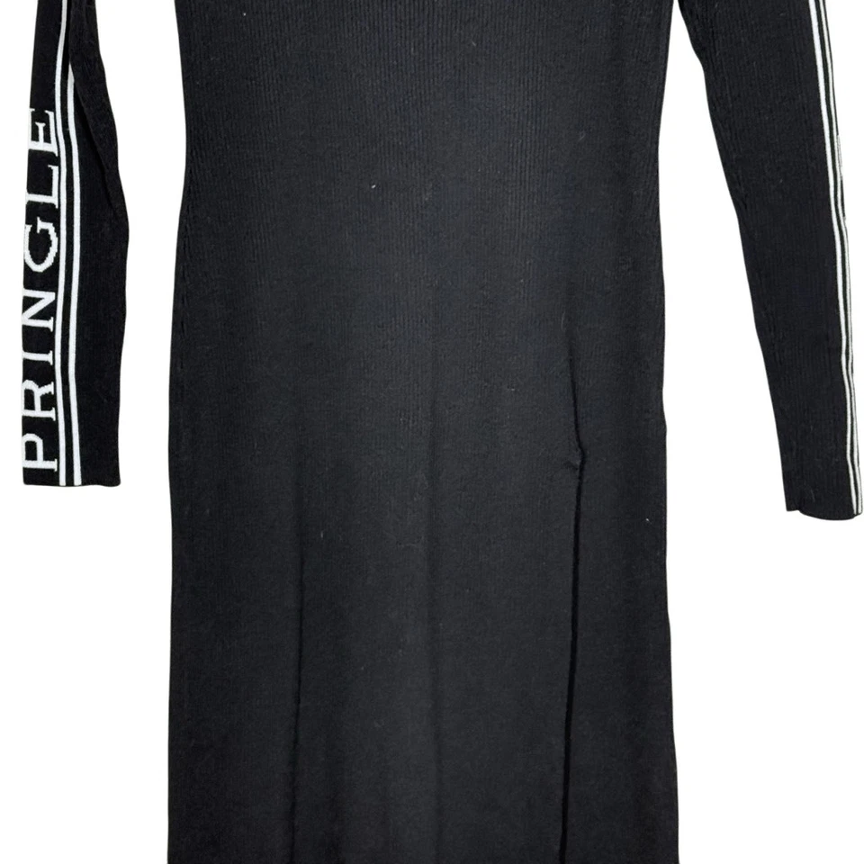 Pringle Of Scotland H&M Black Long Sleeve Shirt Dress Size S Ribbed Knit Mock - Image 4 of 4