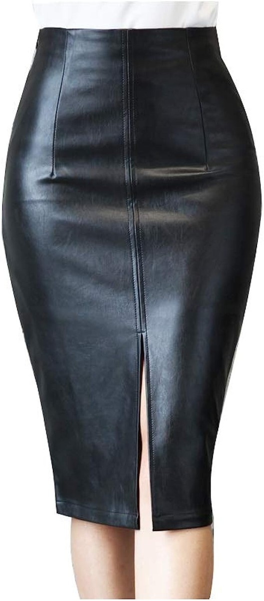 NEW 3XLARGE AMISU Faux Leather Pencil Skirt High Waist Split BLACK