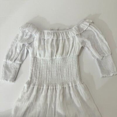 BB DAKOTA WHITE OFF THE SHOULDER PEASANT MAXI DRESS