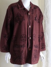 Venus Imports M Sun Batik Koi Boho Hippie Fish Southwest Cotton Art Coat Jacket