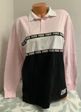 Victoria's Secret Pink Nation Rugby Polo T-shirt Long Sleeve