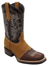 Men Genuine Leather Carson Western Square Toe Brown Boots Quality Handcrafted