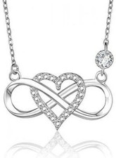 925 Sterling Silver Cubic Zirconia Infinity Heart Pendant Necklace Gifts for Her