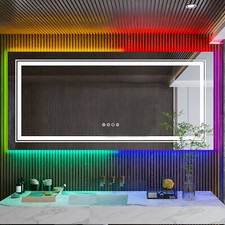 Wisfor Dual Lights Bathroom Mirror Anti-fog RGB Backlit Dimmming Vanity Mirror