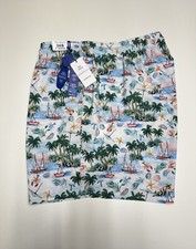 Caribbean Roundtree Yorke Swimwear Palms Trees Ocean Print 3XT 6 Inseam
