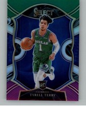 2020-21 Panini Select Tyrell Terry 91 Green White Purple RC Dallas Mavericks