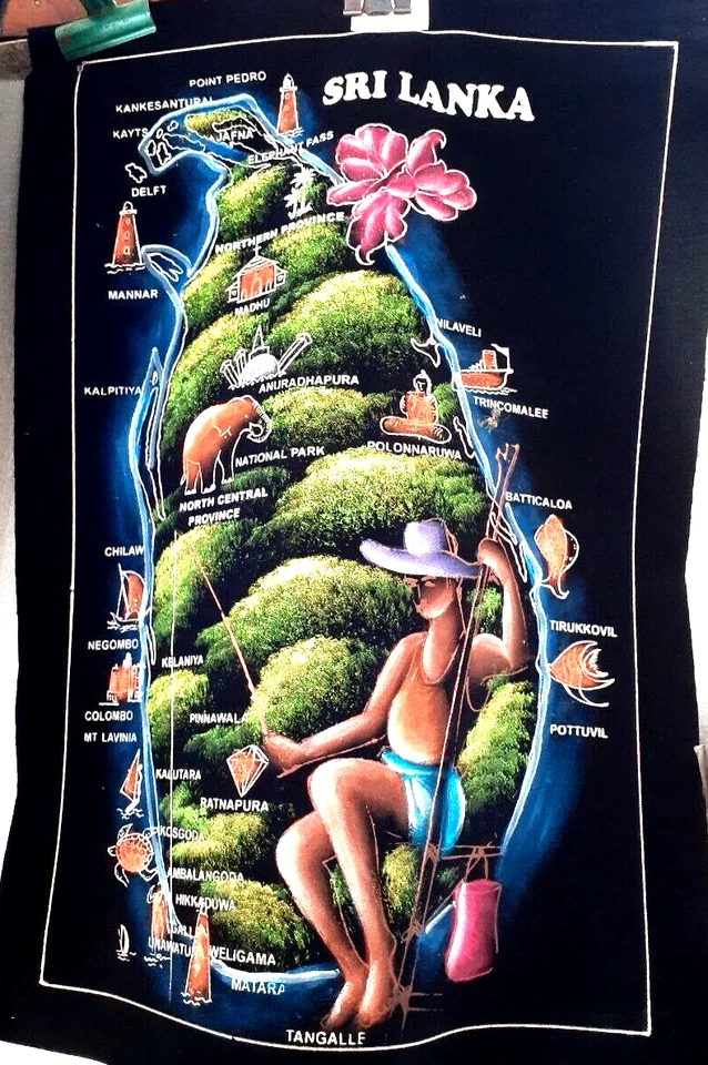 NUEVO Mejor Calidad Colgante de Pared Mapa de Sri Lanka Lugares Turísticos Arte Único Foto 4 de 4