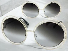 Oversize Exaggerated Vintage Retro Style SUNGLASSES Large Big Round Silver Frame