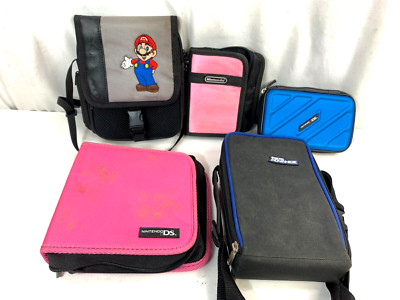 LOT OF 5 Official Nintendo DS, game boy  Black Travel Bag Carrier Storage Case