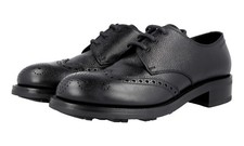 PRADA Derby Dress Shoes WELT SEWN Hammered Black TwoTone Leather