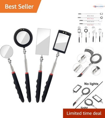 Inspection Mirrors 4PCS LED Telescoping Rectangular Round for Car Vehicle Mec...