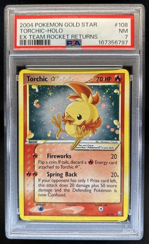 2004 Pokemon Gold Star Team Rocket Returns Torchic- Holo PSA 7