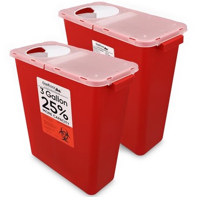 Oakridge Products Large Sharps Container for Home Use and 3 Gallon, Red