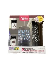 BETTER HOMES & GARDENS Cool Mist Aroma Diffuser, Moroccan Scroll w/2 bonus oils
