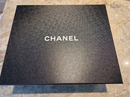 Chanel Empty Black Shoe Box Gift Tissue Paper Card 12x10x4.5 Authentic Medium