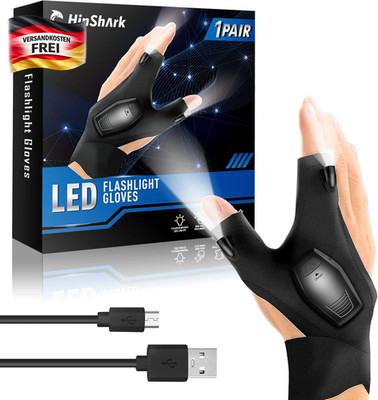 LED Handschuhe mit Licht für Nachtarbeiten, wiederaufladbar, wasserdicht, vielse