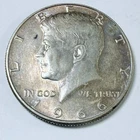 1966 Kennedy Half Dollar. 40% Silver. Circulated US Coin, Free Shipping! #6660