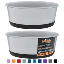 Master Pet Supply Heavy 64-oz Dish Bowl with Anti Skid Base - Black - 2 Pack