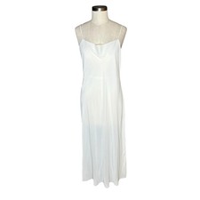 VERA WANG White Chiffon Slip Tank Dress Neglige Women's Size Large Bridal Y2k