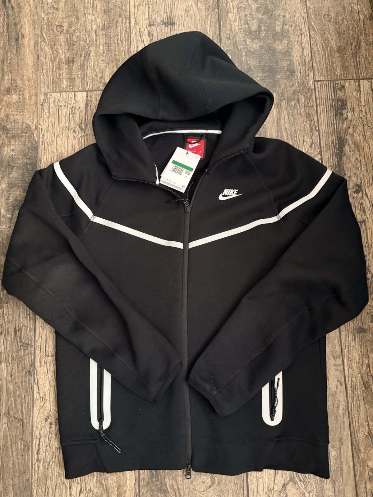 Nike Tech Fleece Full Zip Hoodie Black Reflective Men’s Size Large