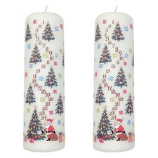 Pack of 2 Christmas Trees Advent Pillar Candle | Christmas Calendar Candles 20cm