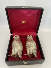 Vintage CORBELL  & CO Pair of Novelty Silver Plated Owl Form Sugar Casters   
