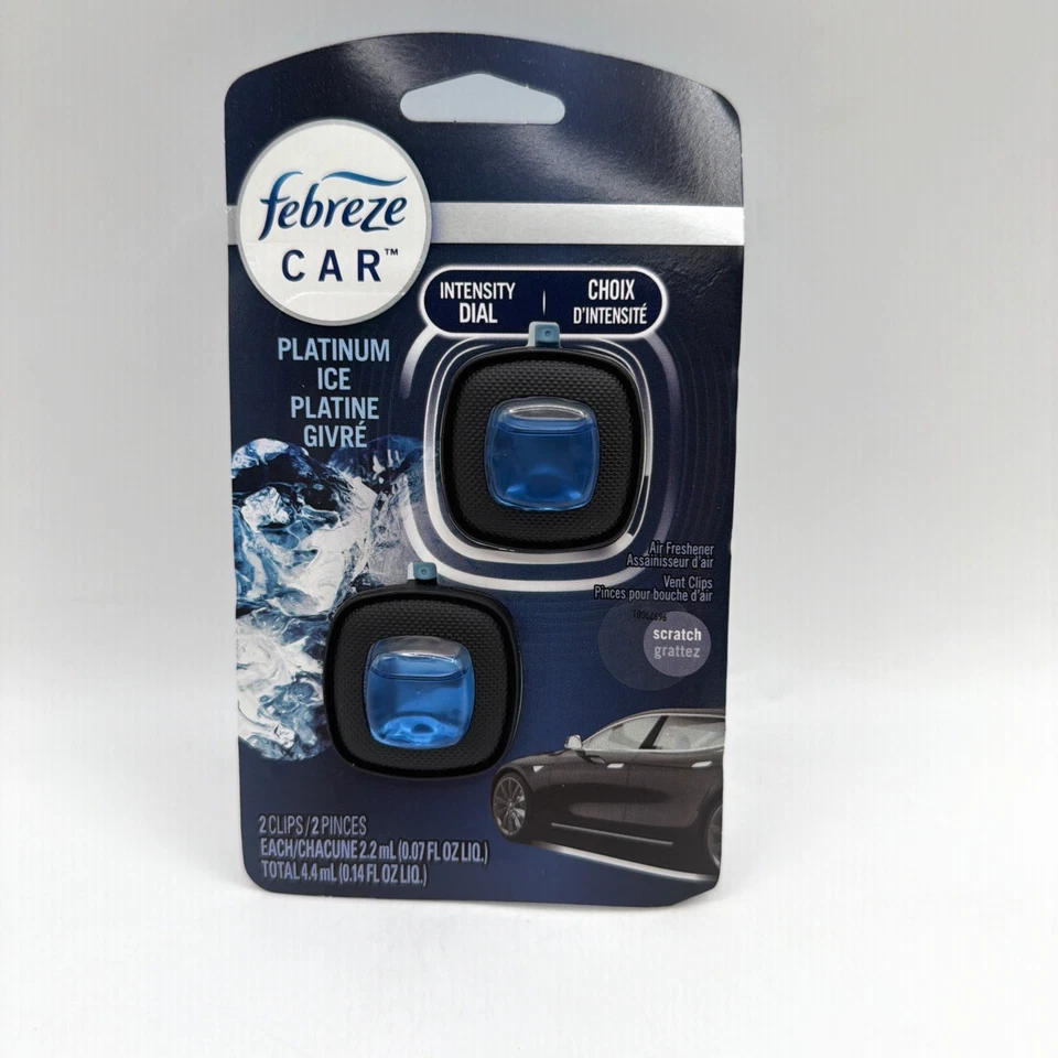 Febreze Car Vent Clips Platinum Ice Scent 40 Days Freshness 2 Clips 3 Pack - Image 2 of 4