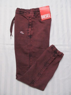 DIESEL JoggJeans Men's D-LAB-NE Deep Red Denim Sweat Jean Pant A03932-09E32-42M
