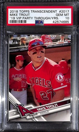 2018 Topps Transcendent VIP Mike Trout 2017 Design - Ohtani RC /83 PSA 10 Pop 3!