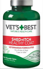 Vet's Best Shed Itch Healthy Coat 150 Chewable Tablets Shedding Itching