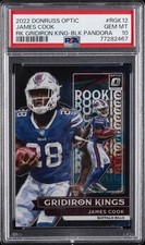 2022 PANINI DONRUSS OPTIC ROOKIE GRIDIRON KINGS JAMES COOK 23/25 PSA 10 AUTO