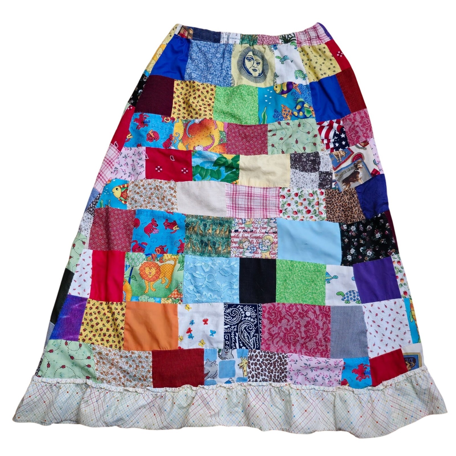 VTG Handmade Multicolor Patchwork Maxi Skirt Medi… - image 1